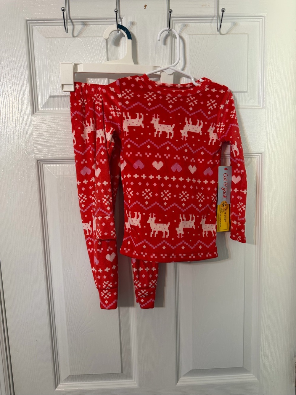 Cat & Jack Red and Pink Heart Fair Isle Kids Pajama Set